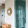 BeadedString Natural Wood and Bamboo Beaded Curtain, 77 in high, Blue