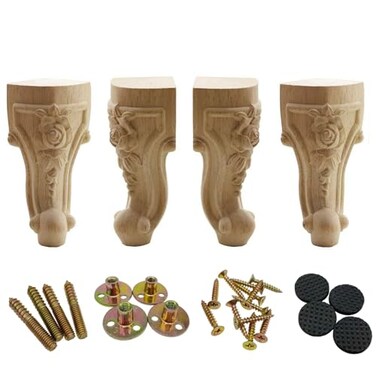 WEICHUAN Solid Wood Replacement Furniture Sofa Couch Legs 8 inch Set of 4