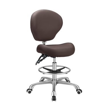 Kaleurrier Adjustable Stools Drafting Chair: with Back Rest &amp; Foot Rest