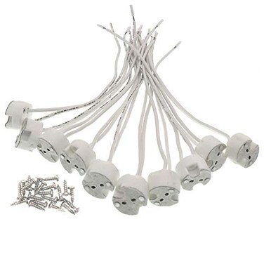 Mr16 Socket,10 Pack 2 Pin Halogen Mr16 Lamp Holder Gu5.3 Socket GY6.35 Ceramic Lamp Holder with M3 Clearance Hole Fixings.