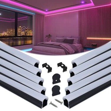 Muzata 10Pack 6.6FT/1M Black Spotless LED Channel with Milky Diffuser U108