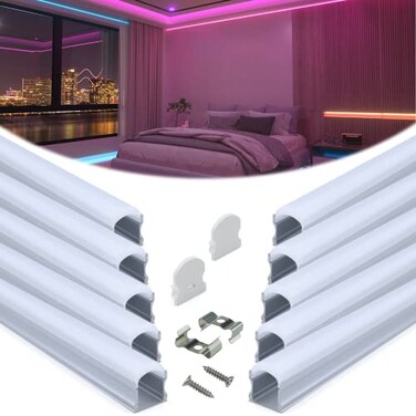 Muzata 10Pack 3.3FT/1M Silver Spotless LED Channel with Milky Diffuser U108