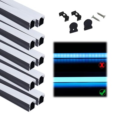 Muzata 10Pack 3.3FT/1M Black Spotless LED Channel with Milky Diffuser U108