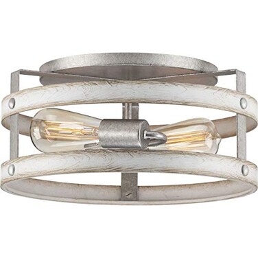 Progress Lighting Gulliver 14.37" 2-Light Flush Mount Light, Galvanized