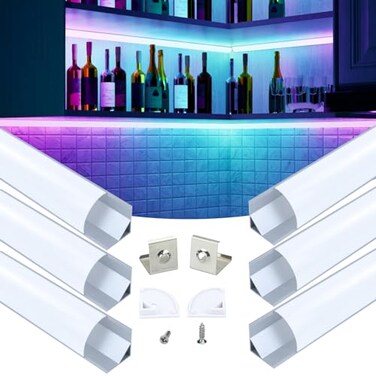 Muzata 6Pack 3.3FT Wide Spotless V-Shape LED Channel Milky Diffuser V101