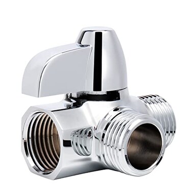 NearMoon Solid Brass G1/2" Shower Arm, 3-Way Diverter Valve for Handheld and Fixed Spray Head, Bathroom Component for Showerhead Combo T-Adapter (Fixed Nut, Chrome Finish)