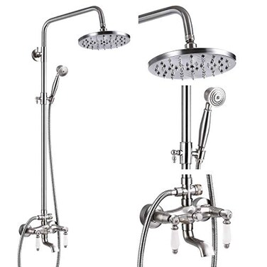gotonovo Exposed Shower System Brushed Nickel,Ceramic Lever Handle