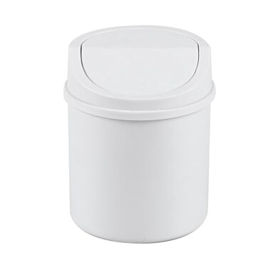 Eagrye 0.5 Gallon Tiny Desktop Trash Can, Swing-Top Mini Garbage Can, White