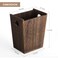Wood Trash Can Small Wastebasket Rectangular Garbage Bin, Brown