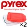 Pyrex 222 2-Qt Glass Baking Dish &amp; Red Lid (2-Pack) - Made in USA