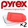 Pyrex 222 2-Qt Glass Baking Dish &amp; Red Lid (2-Pack) - Made in USA