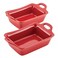 Rachael Ray Solid Glaze Ceramics Au Gratin Bakeware/Baker Set, Rectangular, 2 Piece, Red