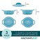Rachael Ray Solid Glaze Ceramics Casserole Bakeware/Baker Set with Shared Lid, 3 Piece, Agave Blue