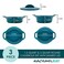 Rachael Ray Solid Glaze Ceramics Casserole Bakeware/Baker Set with Shared Lid, 3 Piece, Teal