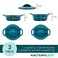 Rachael Ray Solid Glaze Ceramics Casserole Bakeware/Baker Set with Shared Lid, 3 Piece, Teal