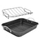 kitCom Nonstick Roasting Pan, Roaster with Rack - 16 Inch Rectangular Grill Suitable for Turkey, Roast Chicken, Ham, Dishwasher Safe (9.5QT)