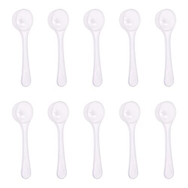 ONLYKXY 10pcs Clear Long Handle Plastic Measuring Spoons Coffee Protein Milk Powder Scoops Spoon Kitchen Tools (3g)