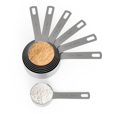Chef Pomodoro Stainless Steel Measuring Cups, Stackable 7 Pcs Long Handle