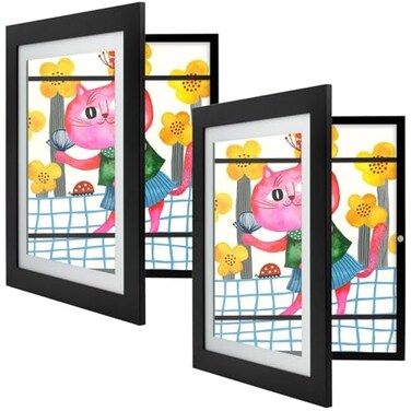 2 Pack 10x12.5 Front-Opening Kids Artwork Frames Changeable (Black)