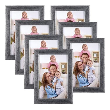 Giftgarden 4x6 Picture Frame Antique Silver 7 Pack, 4 &euro; by 6&acirc;&euro; Distressed Silver Photo Frames Rustic for Wall or Tabletop