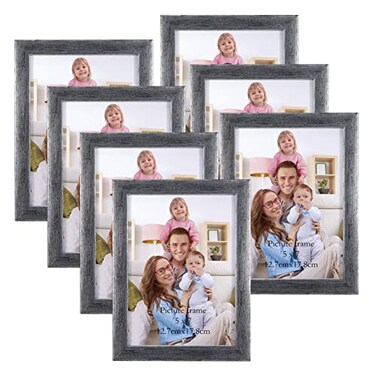 Giftgarden 5x7 Picture Frame Antique Silver 7 Pack, 5 &euro; by 7&acirc;&euro; Distressed Silver Photo Frames Rustic for Wall or Tabletop