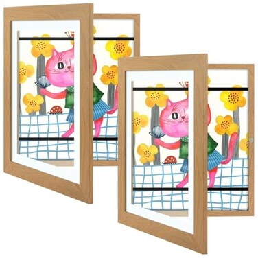 2 Pack 10x12.5 Front-Opening Kids Artwork Frames Changeable (Brown)