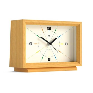 NEWGATE &reg; Hollywood Desk Clock   Contemporary Rectangular Design   Solid Wood   Pale Oak Finish   Mid-Century Style for Desk, Table top, Shelf or Bedside