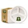 GUSTO 100% Compostable Sugarcane Paper Plates, Heavy Duty, Eco-Friendly, Biodegradable - White, 9 Inch, 3 Compartment, 125 Count