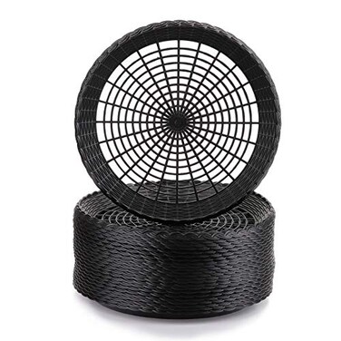 Fasmov 24 Pack 9" Paper Plate Holder - Reusable, Woven Plastic, Black