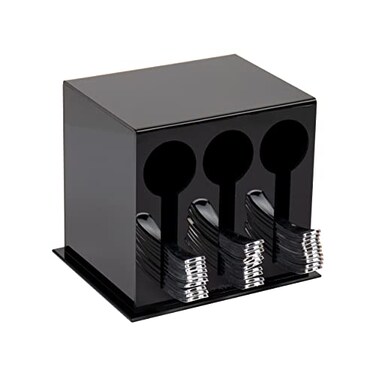 Mind Reader Utensil Dispenser, Silverware Organizer, Plastic Fork and Spoon Dispenser, Kitchen, Black
