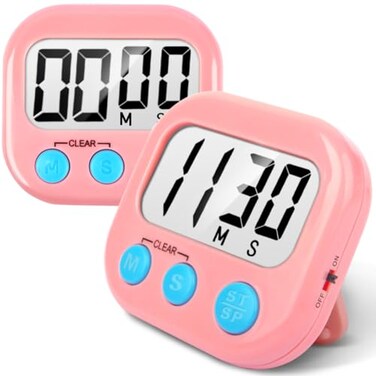 AOUCE Digital Kitchen Timers for Cooking, Timer for Kids 2 Pack Pink
