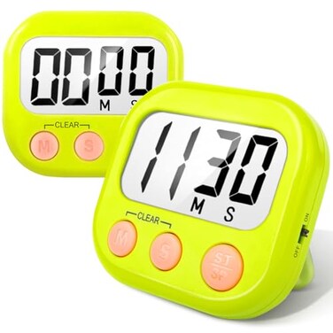 AOUCE Digital Kitchen Timers for Cooking, Timer for Kids 2 Pack Green