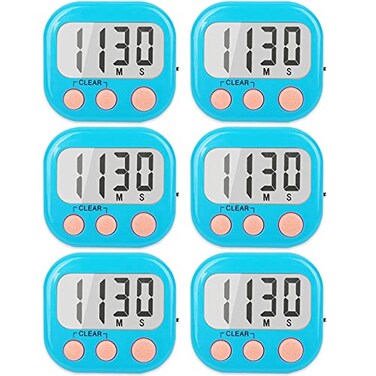 AOUCE Digital Kitchen Timers for Cooking, Timer for Kids 6 Pack Blue