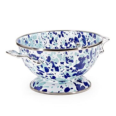 Golden Rabbit Enamelware Petite Colander, 1 quart, Ocean