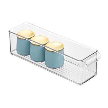 iDesign Stackable Fridge Storage Bin with Handle, Clear