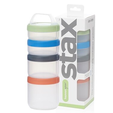 humangear Stax Modular Storage System - Food-Safe 4-Piece Stacking Container with Click-Handle