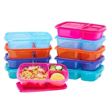 Bentgo Easyboxes Stackable 3-Compartment Bento Lunch Boxes, Set of 10