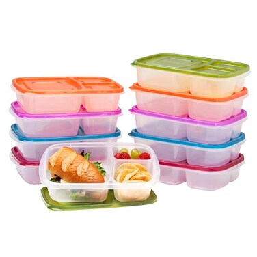 Bentgo Easyboxes Stackable 3-Compartment Bento Lunch Boxes, Set of 10