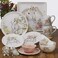 Sweet Bunny 16pc DINNERWARE SET for 4, Ceramic Easter Bunny Plates and Bowls Set, Spring Tabletop Collection, Durable Glazed Finish, Dishwasher Safe, Re-Mailer Packaging