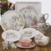 Sweet Bunny 16pc DINNERWARE SET for 4, Ceramic Easter Bunny Plates and Bowls Set, Spring Tabletop Collection, Durable Glazed Finish, Dishwasher Safe, Re-Mailer Packaging