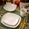Elama Hayes 16 Piece Square Porcelain Dinnerware Set in White
