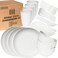 Wheat Straw Dinnerware Sets Unbreakable Dinnerware Sets   Dishwasher Microwave Safe Dinnerware   Eco Friendly Non Breakable Dinnerware Sets   RV Outdoor Camping (White, Service for 4 (28 pcs))