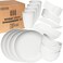 Wheat Straw Dinnerware Sets Unbreakable Dinnerware Sets   Dishwasher Microwave Safe Dinnerware   Eco Friendly Non Breakable Dinnerware Sets   RV Outdoor Camping (White, Service for 4 (28 pcs))