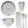 Wheat Straw Dinnerware Sets Unbreakable Dinnerware Sets   Dishwasher Microwave Safe Dinnerware   Eco Friendly Non Breakable Dinnerware Sets   RV Outdoor Camping (Grey, Service for 4 (28 pcs))