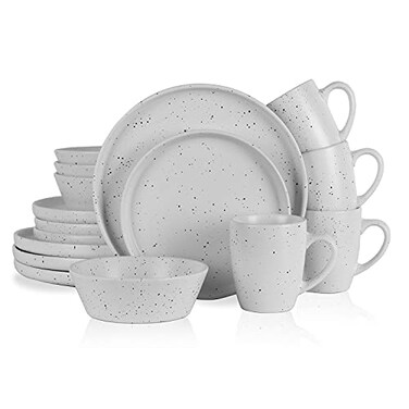 Stone Lain Jade Stoneware Dinnerware 16-Piece Service for 4, White