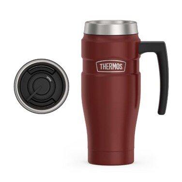 THERMOS Stainless King Travel Mug with Handle, 16oz, Rustic Red