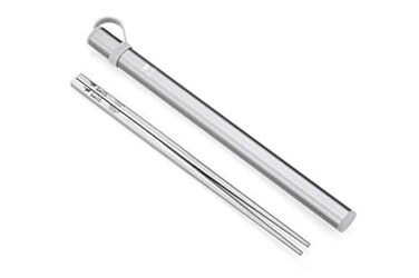 Keith Ti5633 Pure Titanium Solid Square Chopsticks with Gray Aluminum Case
