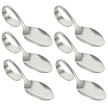 Hemoton 6 Pack Mini Appetizer Plates, Stainless Steel Tasting Spoons