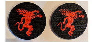 Fireball Cinnamon Whiskey 2 Rubber Bar Coasters Spill Mat Mini Bar Mats