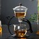 RORA Glass Teapot Set Semi Automatic Drip Rotating with Infuser Lazy Kungfu Tea pot Set (Black)